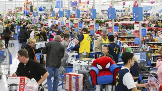 Shoppers at Walmart Store - Christmas 2017